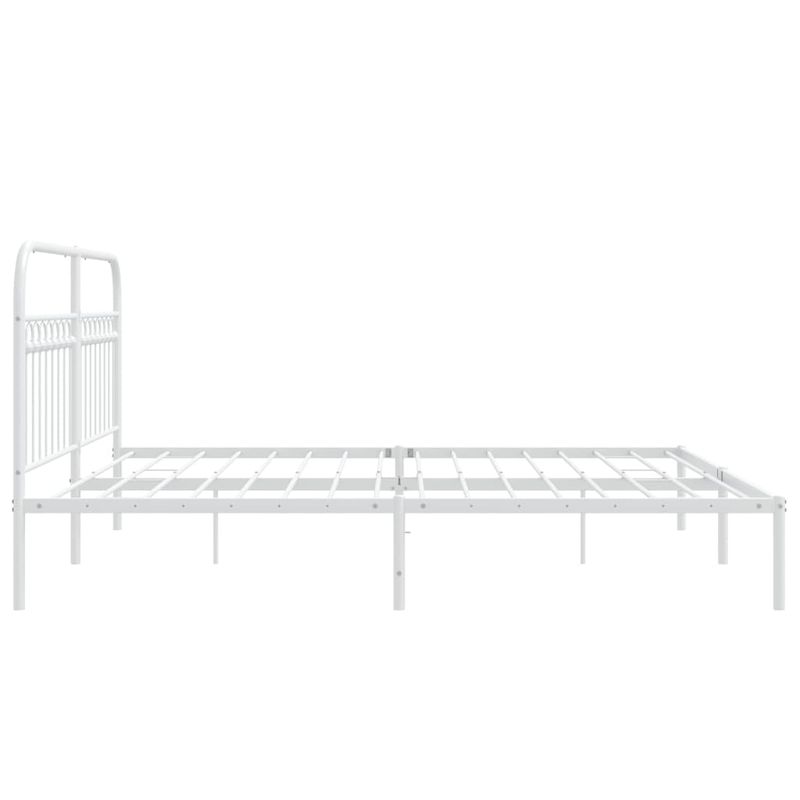 Casa si Gradina - Mobilier - Paturi si accesorii - Paturi - Cadru de pat metalic cu tablie, alb, 183x213 cm - Infinity.ro