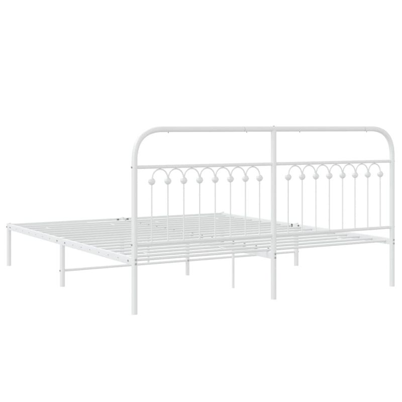 Casa si Gradina - Mobilier - Paturi si accesorii - Paturi - Cadru de pat metalic cu tablie, alb, 183x213 cm - Infinity.ro