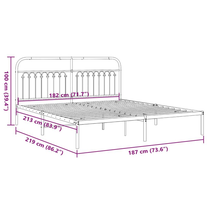 Casa si Gradina - Mobilier - Paturi si accesorii - Paturi - Cadru de pat metalic cu tablie, alb, 183x213 cm - Infinity.ro