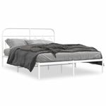 Casa si Gradina - Mobilier - Paturi si accesorii - Paturi - Cadru de pat metalic cu tablie, alb, 150x200 cm - Infinity.ro