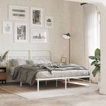 Casa si Gradina - Mobilier - Paturi si accesorii - Paturi - Cadru de pat metalic cu tablie, alb, 150x200 cm - Infinity.ro