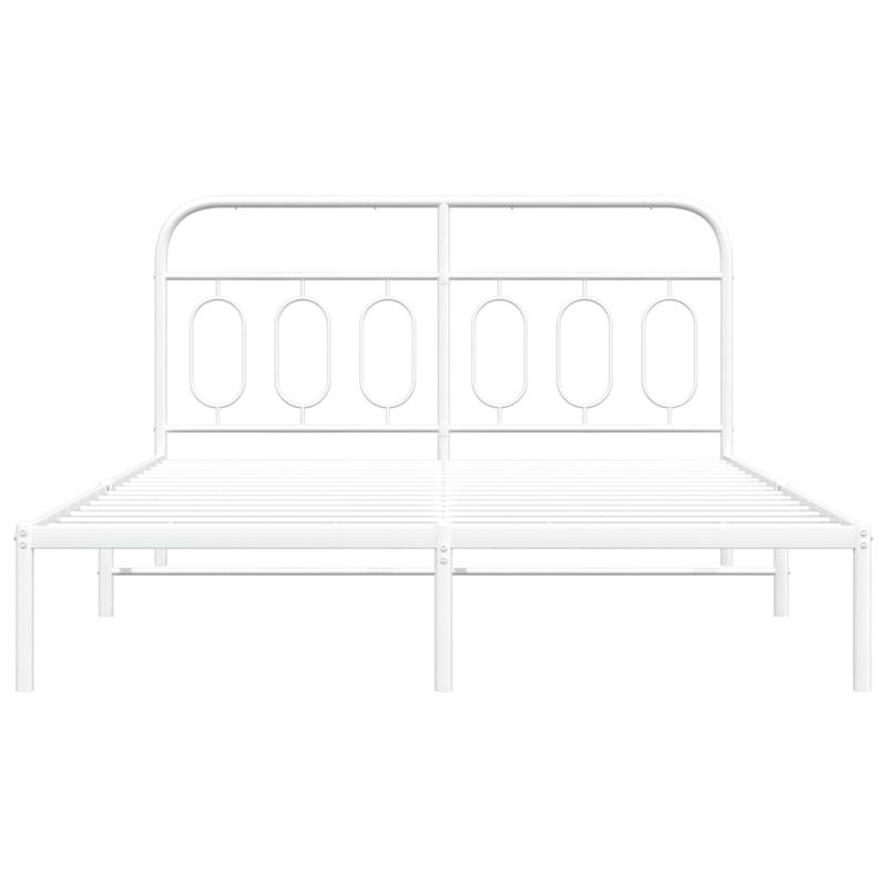 Casa si Gradina - Mobilier - Paturi si accesorii - Paturi - Cadru de pat metalic cu tablie, alb, 150x200 cm - Infinity.ro