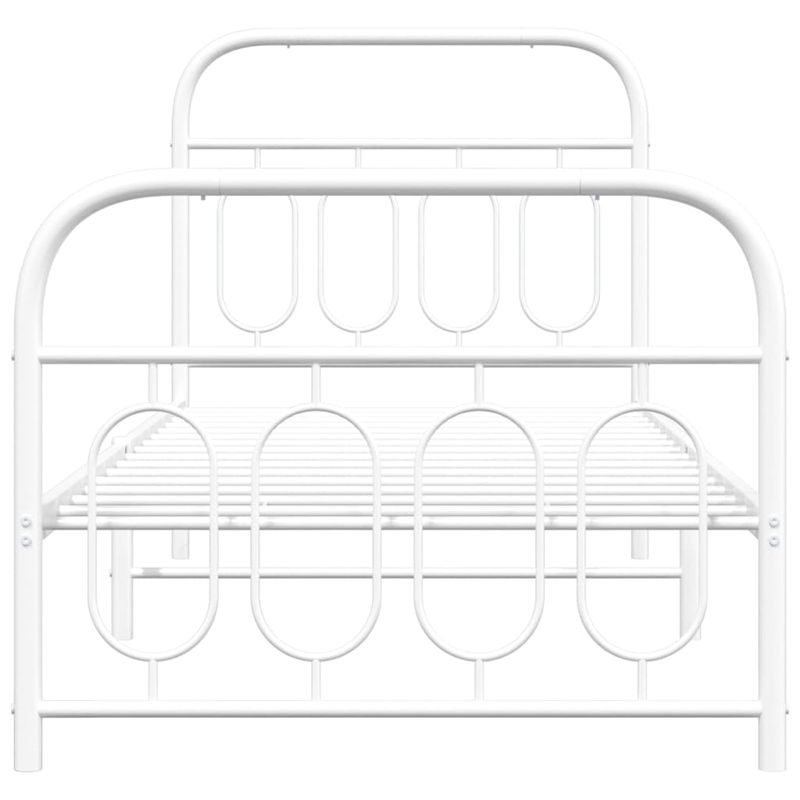 Casa si Gradina - Mobilier - Paturi si accesorii - Paturi - Cadru de pat metalic cu tablie de cap/picioare, alb, 90x200 cm - Infinity.ro