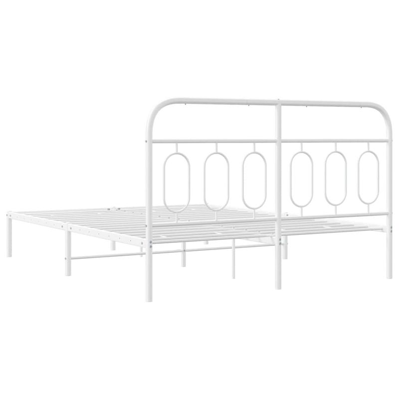 Casa si Gradina - Mobilier - Paturi si accesorii - Paturi - Cadru de pat metalic cu tablie, alb, 150x200 cm - Infinity.ro