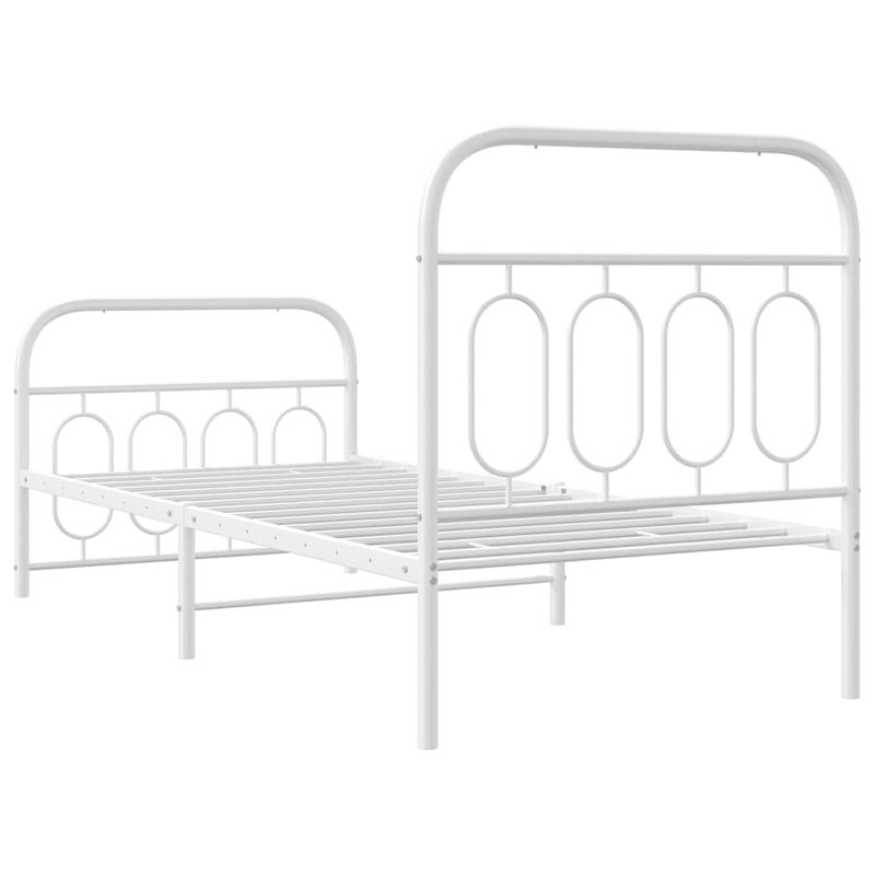 Casa si Gradina - Mobilier - Paturi si accesorii - Paturi - Cadru de pat metalic cu tablie de cap/picioare, alb, 90x200 cm - Infinity.ro