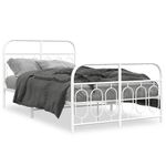 Casa si Gradina - Mobilier - Paturi si accesorii - Paturi - Cadru de pat metalic cu tablie, alb, 120x200 cm - Infinity.ro