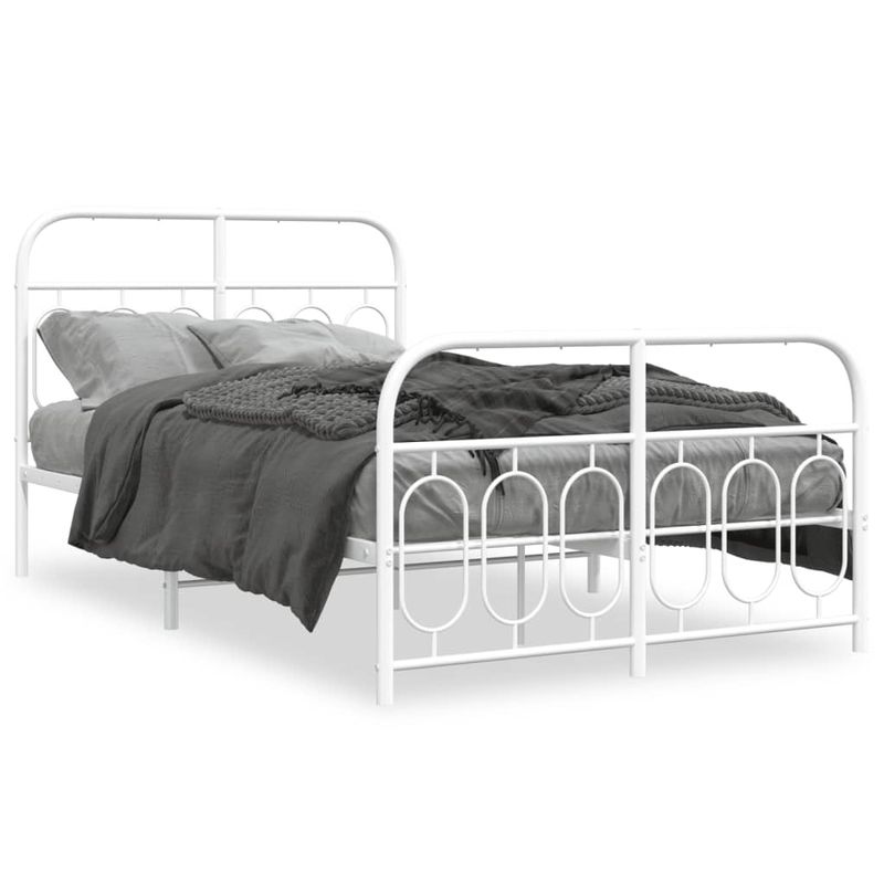 Casa si Gradina - Mobilier - Paturi si accesorii - Paturi - Cadru de pat metalic cu tablie, alb, 120x200 cm - Infinity.ro