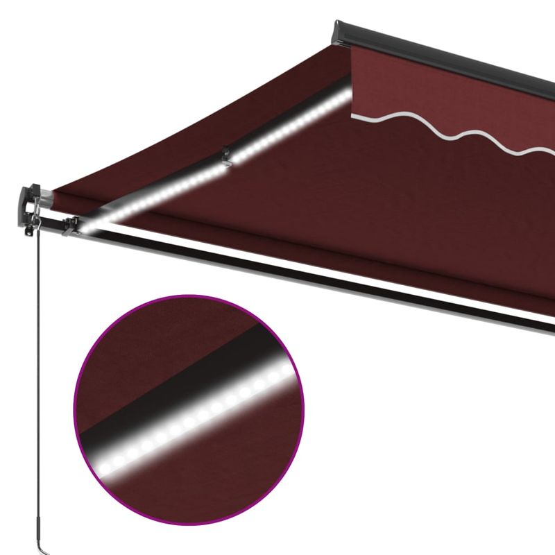 Casa si Gradina - Gradina si terasa - Umbrele si pavilioane - Umbrele - Copertina retractabila manual cu LED-uri, visiniu, 500x350 cm - Infinity.ro