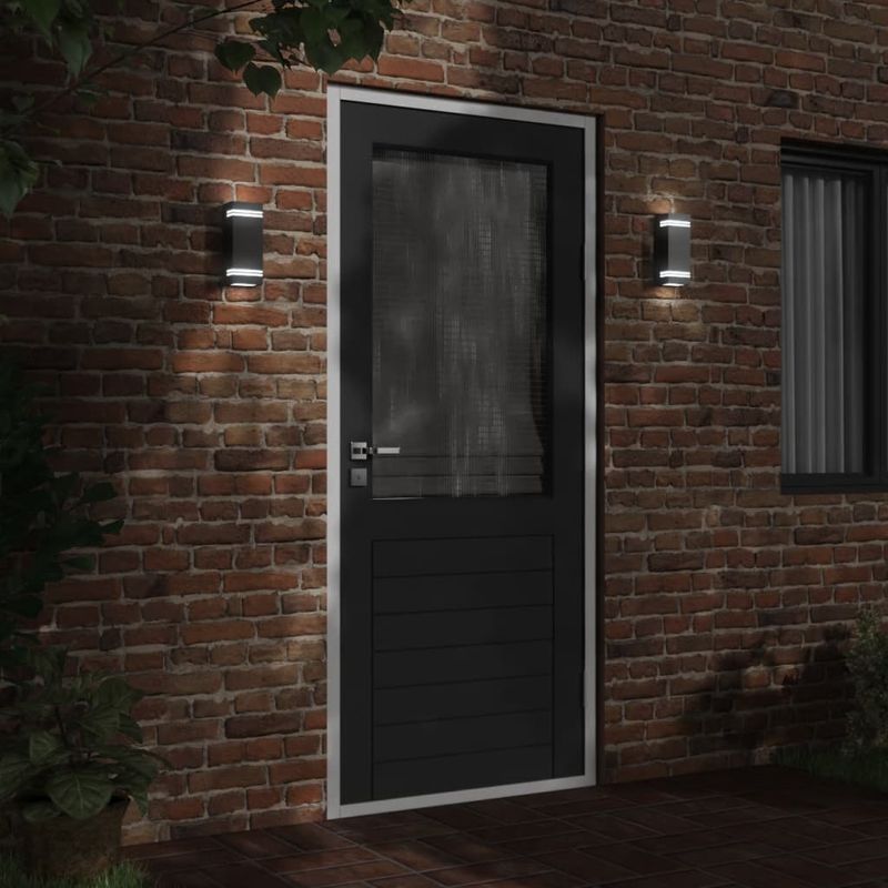 Casa si Gradina/Corpuri si surse de iluminat/Iluminat exterior/Instalatii luminoase exterior - Corpuri de iluminat exterior de perete 2 buc argintiu otel inox - Infinity.ro