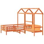 Casa si Gradina - Mobilier - Paturi si accesorii - Paturi - Set pat banca cu acoperis maro ceruit 90x190 cm lemn masiv pin - Infinity.ro