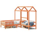 Casa si Gradina - Mobilier - Paturi si accesorii - Paturi - Set pat banca cu acoperis maro ceruit 90x190 cm lemn masiv pin - Infinity.ro