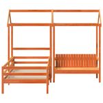 Casa si Gradina - Mobilier - Paturi si accesorii - Paturi - Set pat banca cu acoperis maro ceruit 90x190 cm lemn masiv pin - Infinity.ro