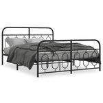 Casa si Gradina - Mobilier - Paturi si accesorii - Paturi - Cadru pat metalic cu tablie de cap/picioare, negru, 150x200 cm - Infinity.ro