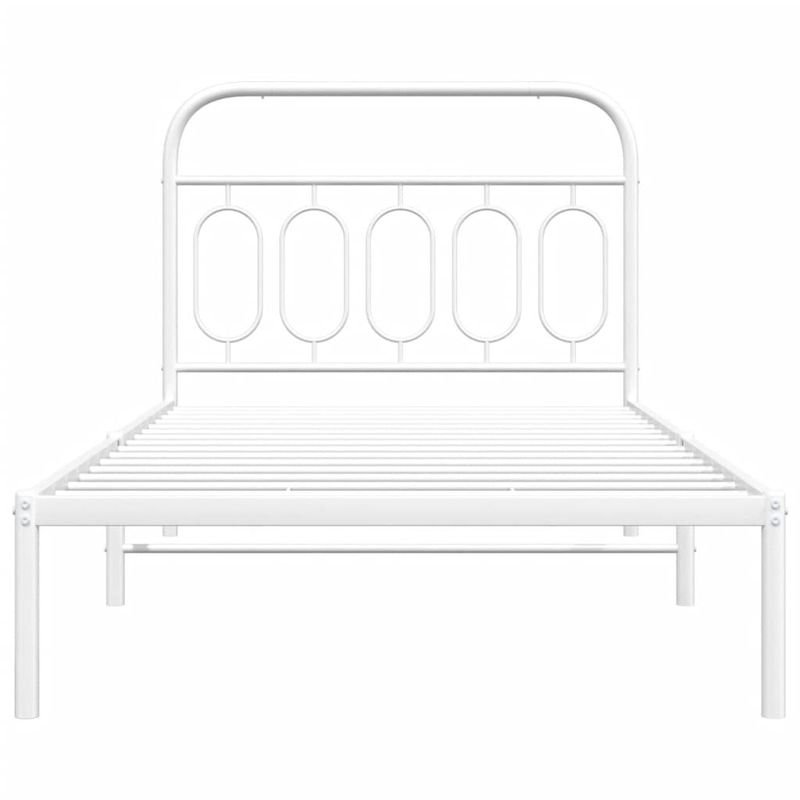 Casa si Gradina - Mobilier - Paturi si accesorii - Paturi - Cadru de pat din metal cu tablie, alb, 100x200 cm - Infinity.ro