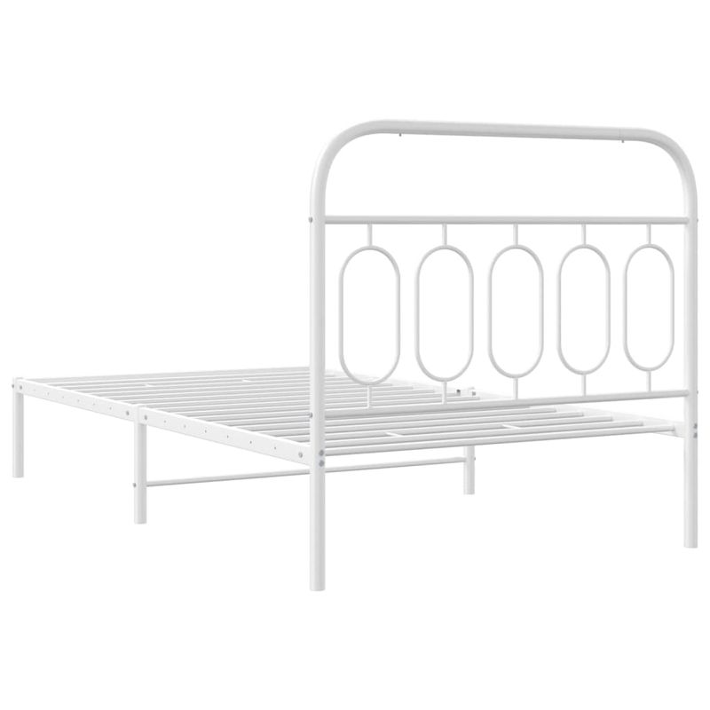 Casa si Gradina - Mobilier - Paturi si accesorii - Paturi - Cadru de pat din metal cu tablie, alb, 100x200 cm - Infinity.ro