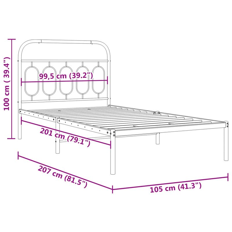 Casa si Gradina - Mobilier - Paturi si accesorii - Paturi - Cadru de pat din metal cu tablie, alb, 100x200 cm - Infinity.ro