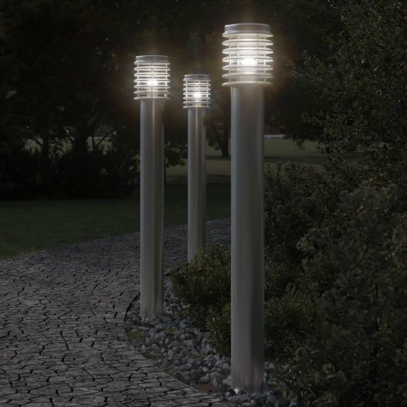 Casa si Gradina - Corpuri si surse de iluminat - Iluminat exterior - Felinare - Lampa exterioara de podea, argintiu, 110 cm, otel inoxidabil - Infinity.ro