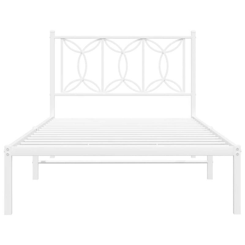 Casa si Gradina - Mobilier - Paturi si accesorii - Paturi - Cadru de pat metalic cu tablie, alb, 100x190 cm - Infinity.ro