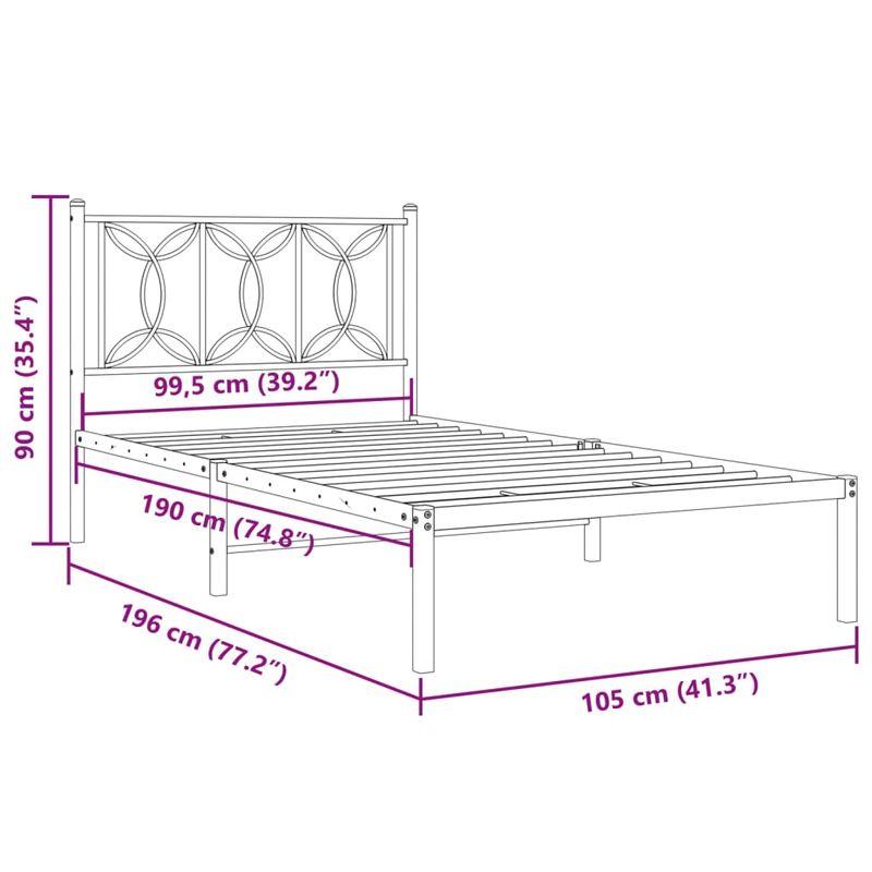 Casa si Gradina - Mobilier - Paturi si accesorii - Paturi - Cadru de pat metalic cu tablie, alb, 100x190 cm - Infinity.ro