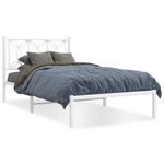 Casa si Gradina - Mobilier - Paturi si accesorii - Paturi - Cadru de pat din metal cu tablie, alb, 107x203 cm - Infinity.ro