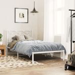 Casa si Gradina - Mobilier - Paturi si accesorii - Paturi - Cadru de pat din metal cu tablie, alb, 107x203 cm - Infinity.ro