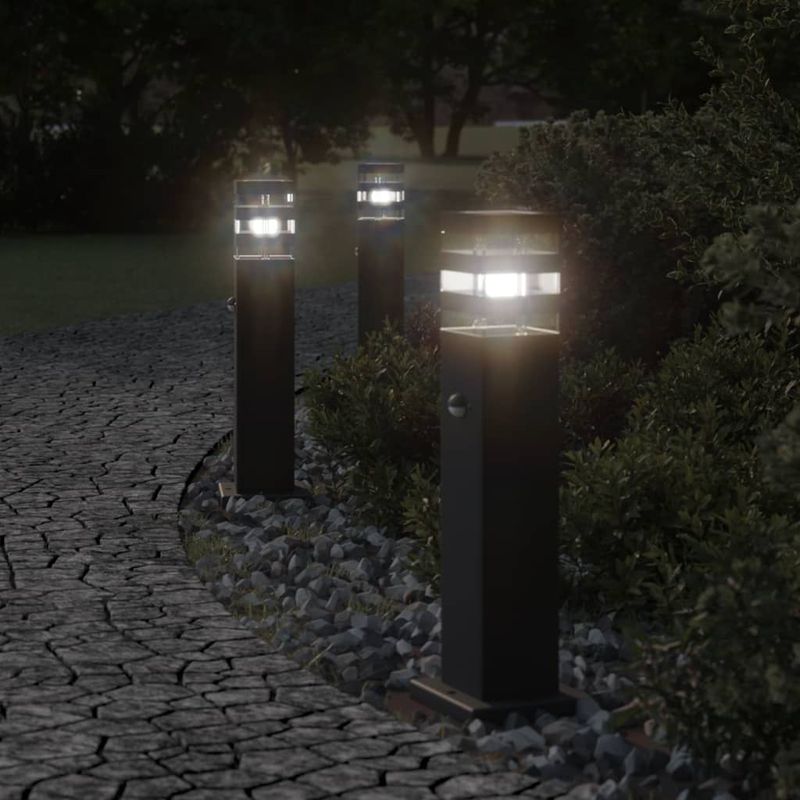 Casa si Gradina - Corpuri si surse de iluminat - Iluminat exterior - Felinare - Lampa exterioara de podea cu senzor, negru, 50 cm, aluminiu - Infinity.ro