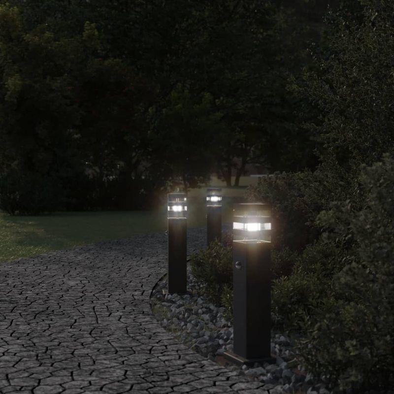 Casa si Gradina - Corpuri si surse de iluminat - Iluminat exterior - Felinare - Lampa exterioara de podea cu senzor, negru, 50 cm, aluminiu - Infinity.ro