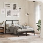 Casa si Gradina - Mobilier - Paturi si accesorii - Paturi - Cadru de pat metalic cu tablie, negru, 120x190 cm - Infinity.ro