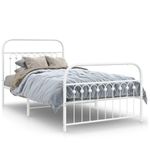 Casa si Gradina - Mobilier - Paturi si accesorii - Paturi - Cadru de pat metalic cu tablie de cap/picioare, alb, 100x190 cm - Infinity.ro