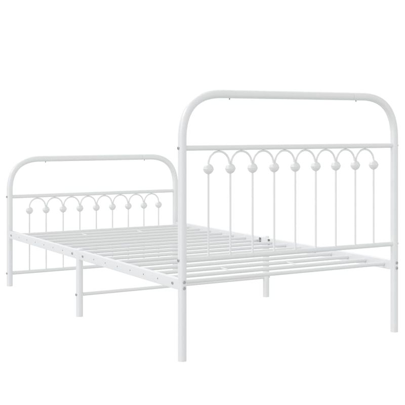 Casa si Gradina - Mobilier - Paturi si accesorii - Paturi - Cadru de pat metalic cu tablie de cap/picioare, alb, 100x190 cm - Infinity.ro