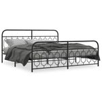 Casa si Gradina - Mobilier - Paturi si accesorii - Paturi - Cadru pat metalic cu tablii de cap/picioare, negru, 200x200 cm - Infinity.ro