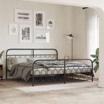 Casa si Gradina - Mobilier - Paturi si accesorii - Paturi - Cadru pat metalic cu tablii de cap/picioare, negru, 200x200 cm - Infinity.ro