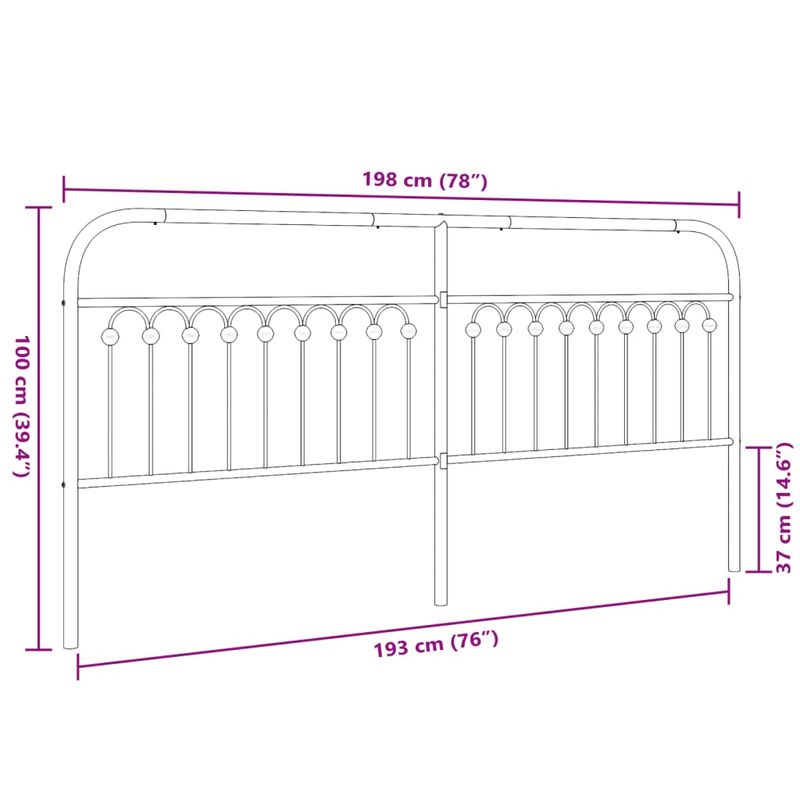 Casa si Gradina - Mobilier - Paturi si accesorii - Accesorii paturi - Tablie de pat metalica, negru, 193 cm - Infinity.ro