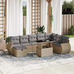 Casa si Gradina - Gradina si terasa - Mobilier exterior - Seturi mobila gradina - Set canapele de gradina, 9 piese, cu perne, bej, poliratan - Infinity.ro