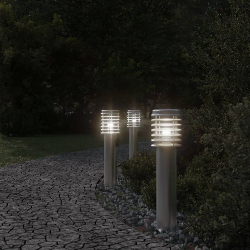 Casa si Gradina - Corpuri si surse de iluminat - Iluminat exterior - Felinare - Lampa exterioara de podea cu priza, argintiu, 60 cm, otel inox - Infinity.ro