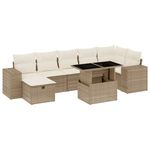 Casa si Gradina - Gradina si terasa - Mobilier exterior - Seturi mobila gradina - Set canapele de gradina, 8 piese, cu perne, bej, poliratan - Infinity.ro