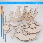 Jucarii, Copii si Bebe - Jucarii si jocuri - Jucarii & jocuri educative - Seturi pictura si desen - Set de pictura pe lemn in forma de corabie si cap de pirat cu 3 pensule pentru copii - Infinity.ro