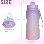 Sport si Outdoor - Echipament Sportiv - Accesorii echipament sportiv - Bidoane si shakere - Sticla de apa cu pai incorporat, marcare a timpului, motivationala, pentru sport, fara BPA, 2L, Violet/Roz - Infinity.ro
