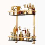 Casa si Gradina - Mobilier - Biblioteci si rafturi - Rafturi - Raft pentru depozitare cu 2 etajere din metal pentru organizarea baii, bucatariei, auriu cu negru 39x31.5 CM - Infinity.ro