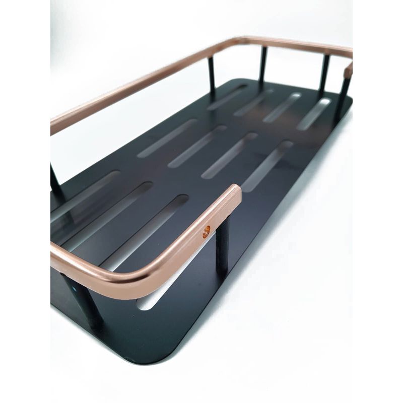 Casa si Gradina - Mobilier - Biblioteci si rafturi - Rafturi - Raft pentru depozitare cu 2 etajere din metal pentru organizarea baii, bucatariei, auriu cu negru 39x31.5 CM - Infinity.ro