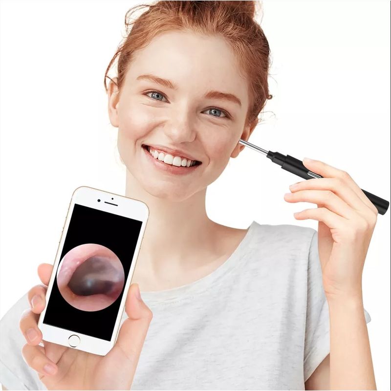 Ingrijire personala si Cosmetice - Sanatate si wellness - Aparate medicale - Dispozitive si accesorii medicale uz casnic - Dispozitiv de curatare al urechilor Otoscop cu camera HD, ilumiunare LED impermeabil, cu aplicatie Android, IOS, alb - Infinity.ro