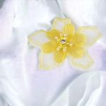 Casa si Gradina - Decoratiuni - DIY - Articole mercerie - Floare textila cu margele pentru decorare haine, diametru 8 cm, Galben - Infinity.ro