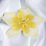 Casa si Gradina - Decoratiuni - DIY - Articole mercerie - Floare textila cu margele pentru decorare haine, diametru 8 cm, Galben - Infinity.ro