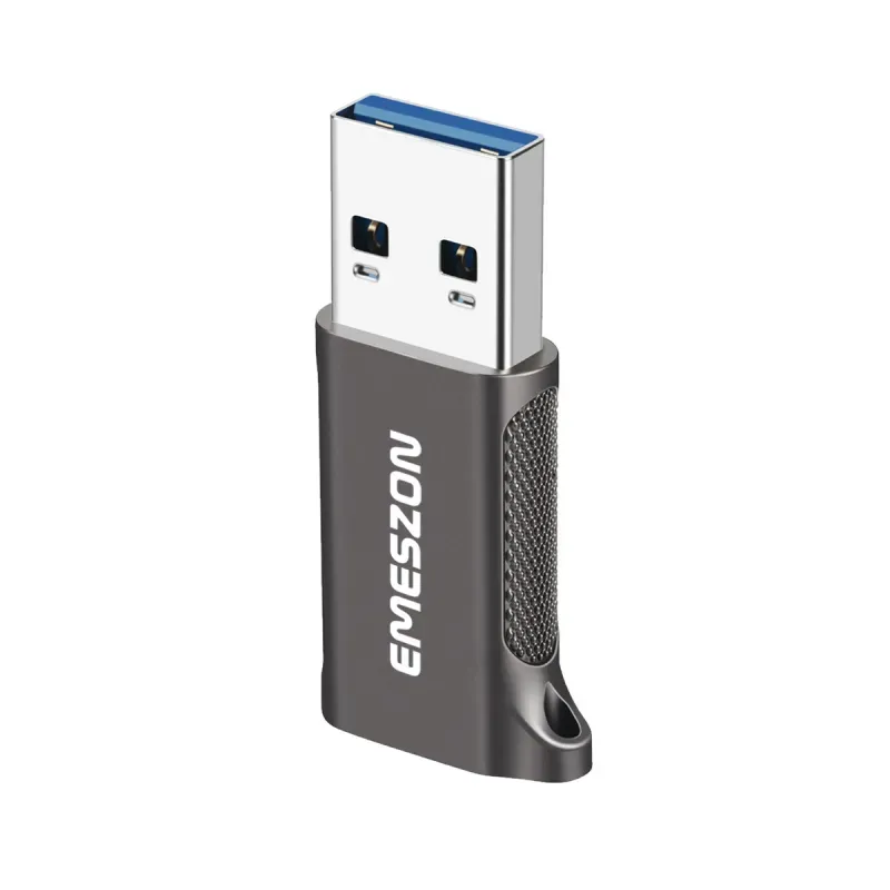 Laptop, Telefoane si Tablete - Telefoane mobile si accesorii - Accesorii Telefoane - Cabluri si adaptoare telefoane - Adaptor cablu Type-C, Emeszon®, Converteste OTG Type-C sau USB-C la USB 3.2, transfer date 10 Gbps, aliaj zinc, gri - Infinity.ro