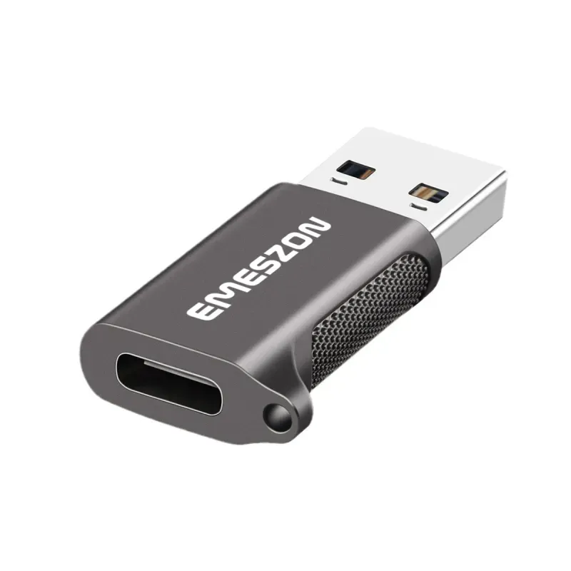 Laptop, Telefoane si Tablete - Telefoane mobile si accesorii - Accesorii Telefoane - Cabluri si adaptoare telefoane - Adaptor cablu Type-C, Emeszon®, Converteste OTG Type-C sau USB-C la USB 3.2, transfer date 10 Gbps, aliaj zinc, gri - Infinity.ro