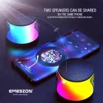 TV, Audio-Video si Foto - Portabile audio - Boxe portabile - Boxa portabila + Radio FM RGB 360 S17 LED, Emeszon®, 5W, Bluetooth 5.1, IPX6, Micro USB, Slot card Micro SD, Jack, negru - Infinity.ro