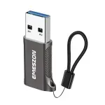 Laptop, Telefoane si Tablete - Telefoane mobile si accesorii - Accesorii Telefoane - Cabluri si adaptoare telefoane - Adaptor cablu Type-C, Emeszon®, Converteste OTG Type-C sau USB-C la USB 3.2, transfer date 10 Gbps, aliaj zinc, gri - Infinity.ro