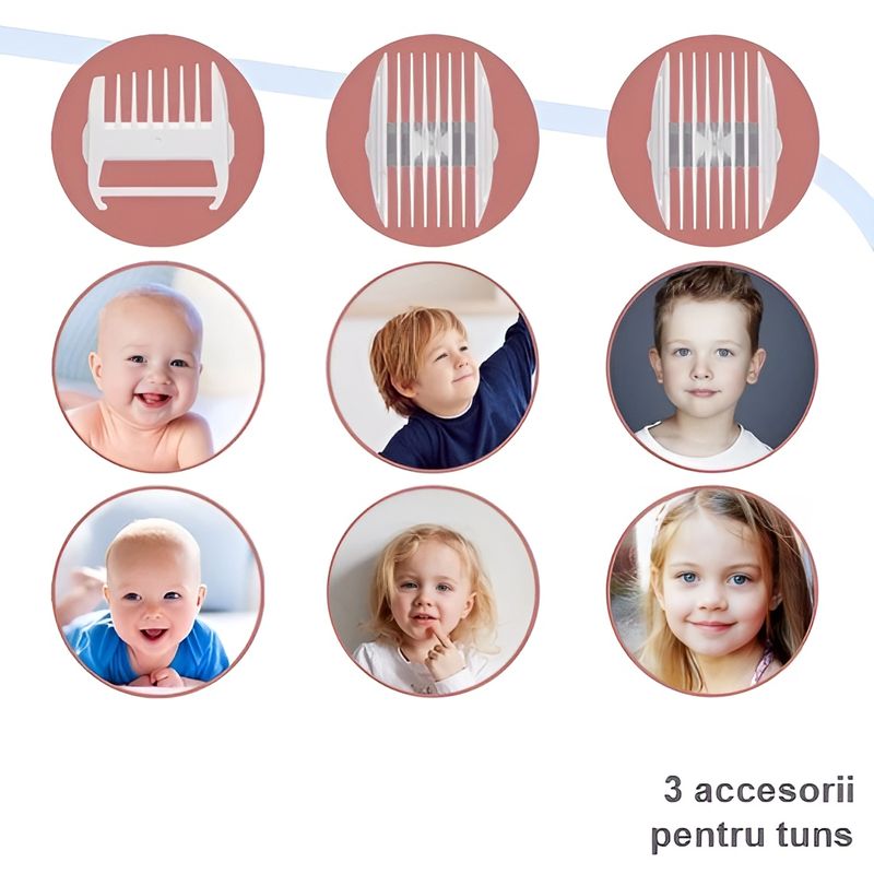 Ingrijire personala si Cosmetice - Aparate & accesorii ingrijire personala - Aparate de ras si tuns - Aparate de tuns - Aparat de tuns, copii/bebelusi/adulti, incarcare USB, impermeabil, compartiment de stocare a parului, culoare albastru - Infinity.ro