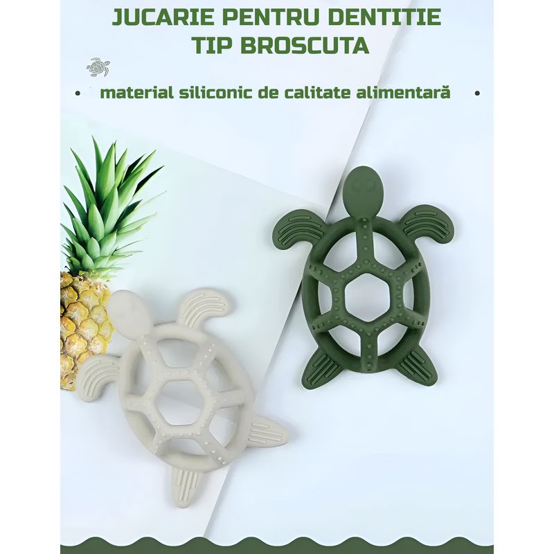 Jucarii, Copii si Bebe - Jucarii si jocuri - Jucarii bebelusi - Jucarii pentru dentitie - Jucarie dentitie ZEQAS pentru bebelusi, design placut si atragator in forma de broscuta testoasa, 3 luni+, culoare verde - Infinity.ro