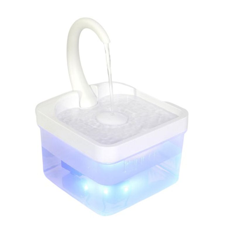 Petshop - Accesorii petshop - Castroane si adapatori - Dispenser automat apa pentru caini/pisici, plastic, foarte silentios, capacitate 2l, lumina LED, patrat, transparent - Infinity.ro